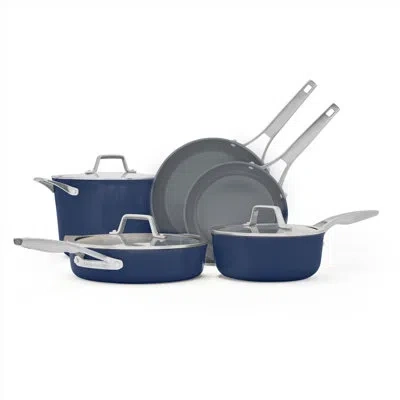 Calphalon Premier Ceramic Nonstick 8-piece Cookware Set In Blue