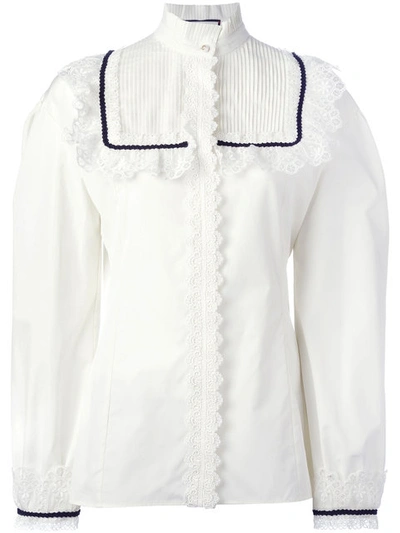 Gucci Pleat And Frill Yoke Blouse In White