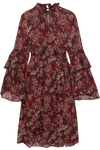 IRO Smocked floral-print georgette dress