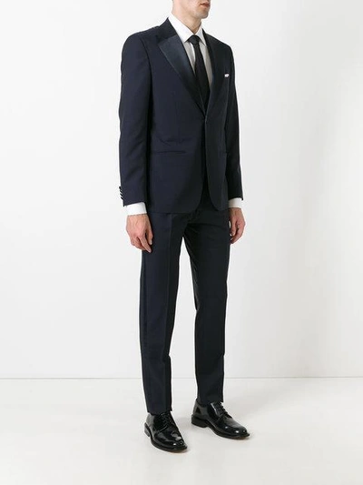 Shop Kiton Single Breasted Suit - Blue