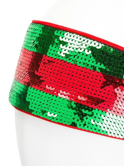 Shop Gucci Sequin Web Headband In Red