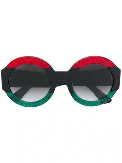 Shop Gucci Round Frame Sunglasses In Red