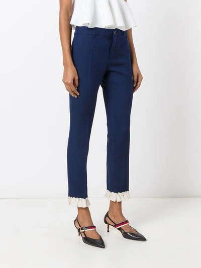 Shop Gucci Frill Detail Slim Fit Trousers