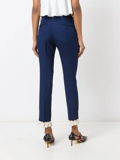 Shop Gucci Frill Detail Slim Fit Trousers