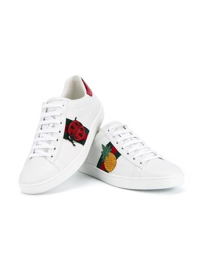 Oceanien Pil hvorfor Gucci New Ace Pineapple-embellished Leather Trainers In White | ModeSens
