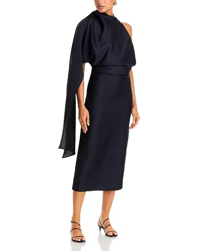 Rohe One Drape Shoulder Open Back Dress In Blue