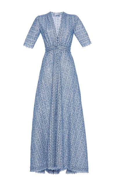 Luisa Beccaria Lurex Eyelet Bottoncini Dress