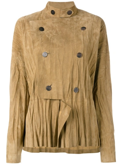 Loewe Military Style Draped Jacket In Gold