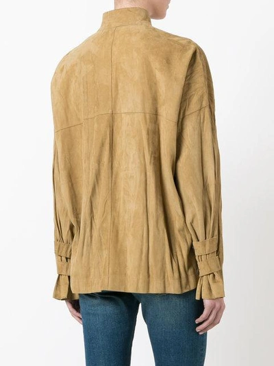 Shop Loewe Military Style Draped Jacket In Neutrals