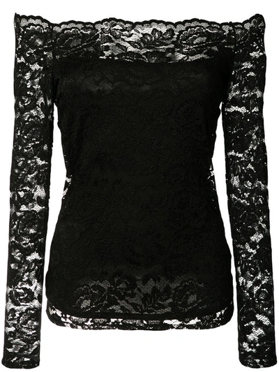 L Agence Heidi Off-the-shoulder Lace Top In Black