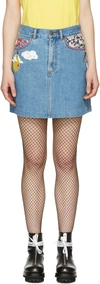 MARC JACOBS Indigo Denim Embroidered Miniskirt