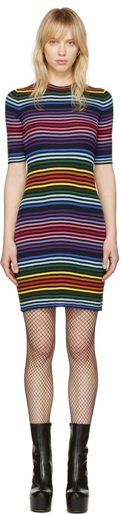 Marc Jacobs Stripe Core Cotton Short-sleeve Dress In Blk-mult