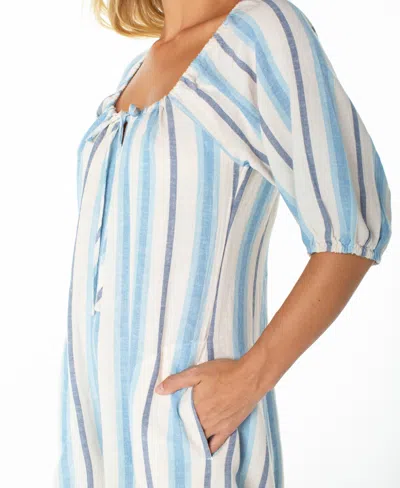 Roxy Pacific Cove Striped Romper In Blue