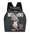 Moschino Slogan Faux-leather Mini Backpack In Black