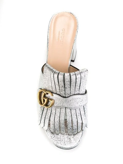 Shop Gucci Metallic Fringed Mules