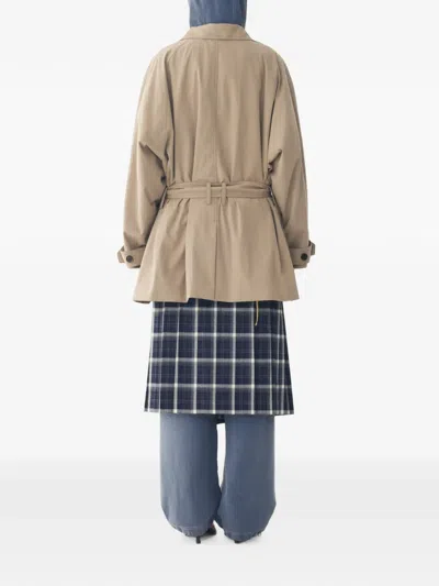 Tomboy Belted Button-front Single-breasted Coat In Neutral