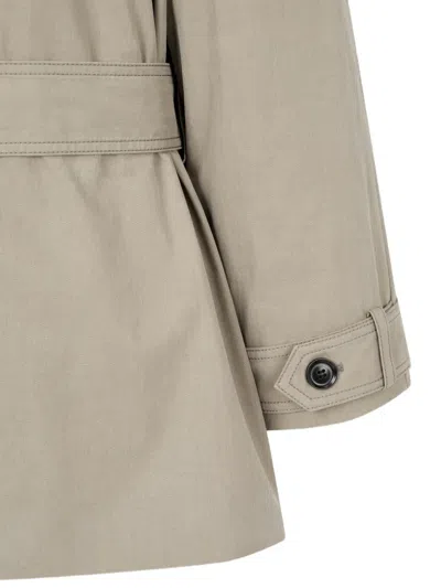 Tomboy Belted Button-front Single-breasted Coat In Neutral