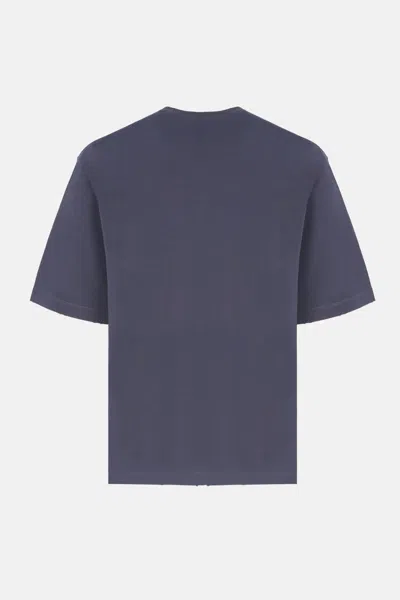Dsquared2 D2 Monogram Distressed-effect Denim-pocket T-shirt In Blue