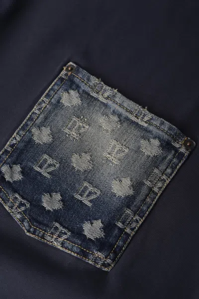 Dsquared2 D2 Monogram Distressed-effect Denim-pocket T-shirt In Blue