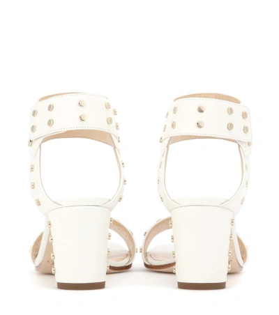 Shop Jimmy Choo Veto 65 Embellished Leather Sandals In White