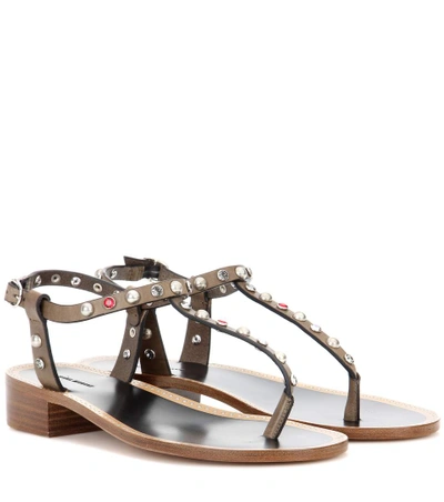 Shop Isabel Marant Aelith Embellished Leather Sandals In Lroeze