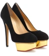CHARLOTTE OLYMPIA DOLLY SUEDE PLATFORM PUMPS