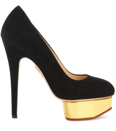 Shop Charlotte Olympia Dolly Suede Platform Pumps In Black