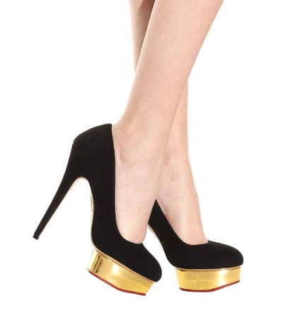 Shop Charlotte Olympia Dolly Suede Platform Pumps In Black