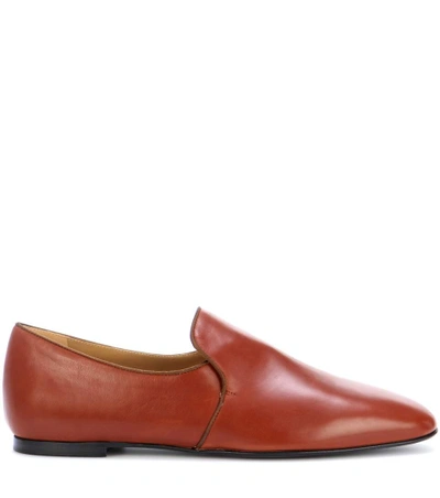 Shop The Row Alys Leather Slippers In Brown