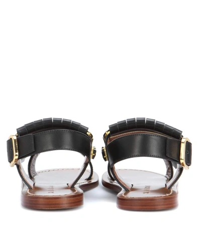 Shop Marni Embellished Leather Sandals In Llack