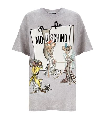 Shop Moschino Printed Mélange Oversized T-shirt