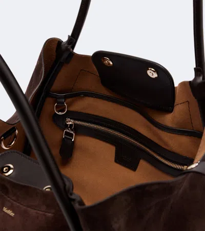Max Mara Medium Suede Shoulder Bag In Brown