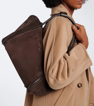 Max Mara Medium Suede Shoulder Bag In Brown