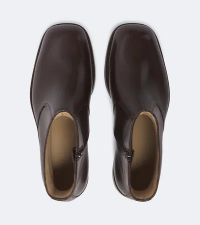 Lemaire Leather Ankle Boots In Brown