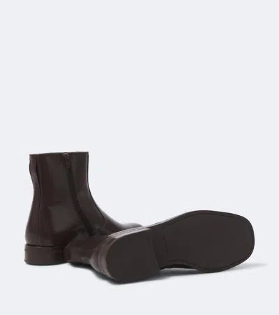 Lemaire Leather Ankle Boots In Brown