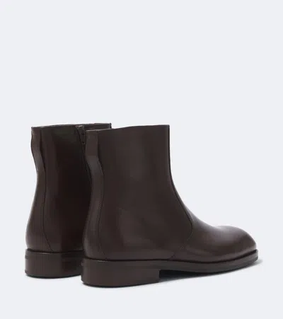 Lemaire Leather Ankle Boots In Brown