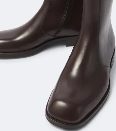 Lemaire Leather Ankle Boots In Brown