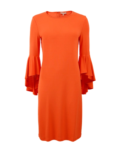 Michael Kors Cascade Sleeve Jersey Dress In Tangerin