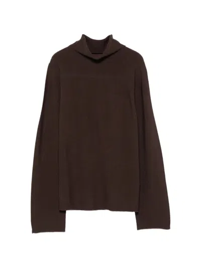 Alpha Studio High-neck Long-sleeve Sweater In Brown
