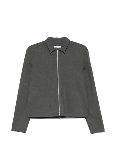 Jil Sander Zip-up Classic-collar Jacket In Gray