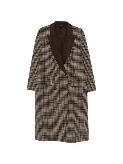 Rag & Bone Check-pattern Double-breasted Coat In Brown