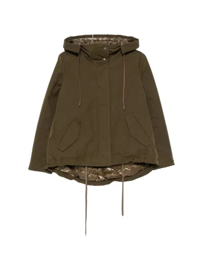 Herno Glossy Padded Short Parka With Adjustable Hem In Green