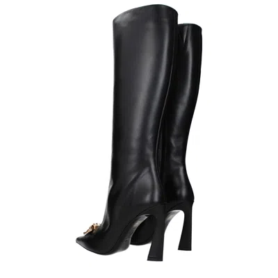Versace Leather High Heel Heel Boot In Black