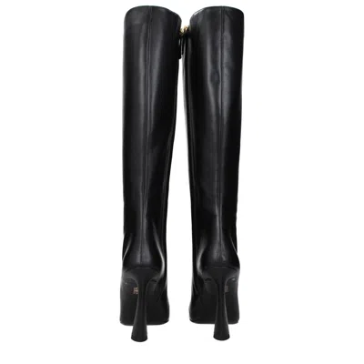 Versace Leather High Heel Heel Boot In Black
