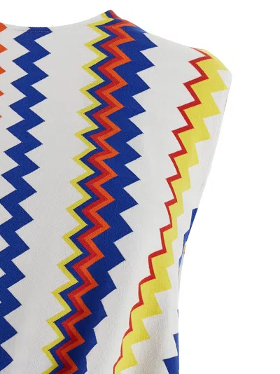 Missoni Zigzag Pattern Sleeveless Draped Back Dress In Multicolor