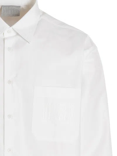 Vtmnts Cotton Oversize Shirt With Cuffed Sleeves In White
