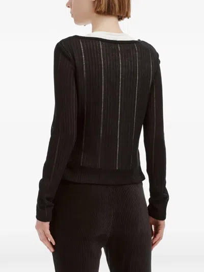 Izzue Ribbed-knit Layered-effect Top In Black