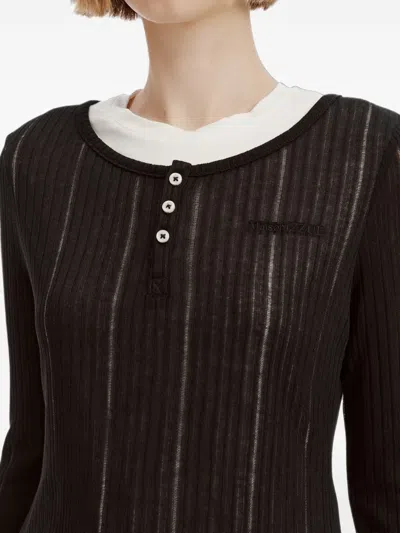 Izzue Ribbed-knit Layered-effect Top In Black