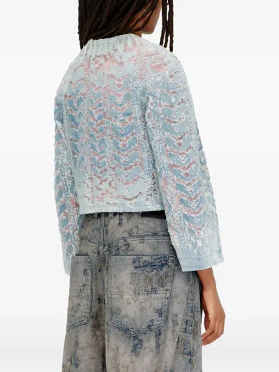 Diesel Jacket In Microstone Devoré Denim In Multi