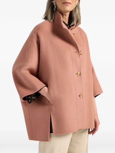 Elena Miro' Wide-line Double Wool-blend Cape In Pink
